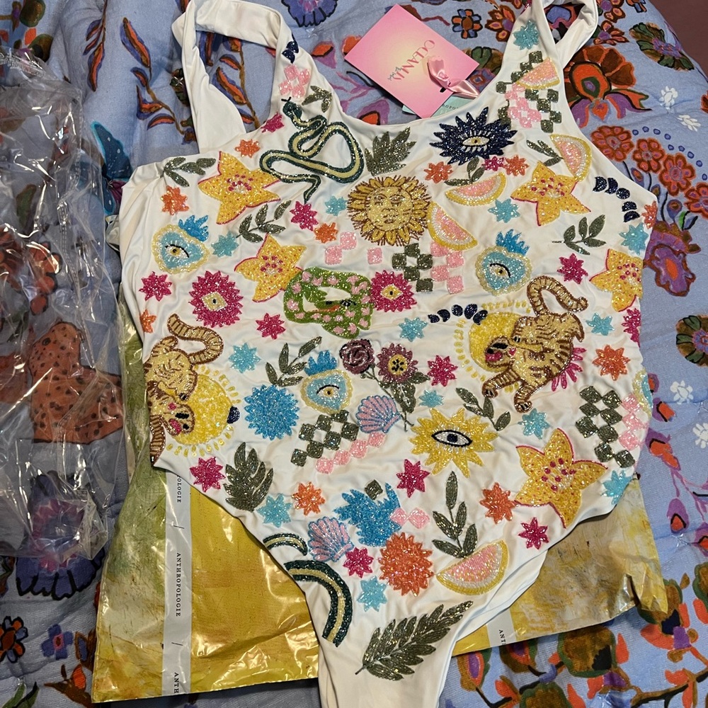 Oceanus Sunny Snake Beaded Swimsuit 3x/2x - Picture 2 of 5